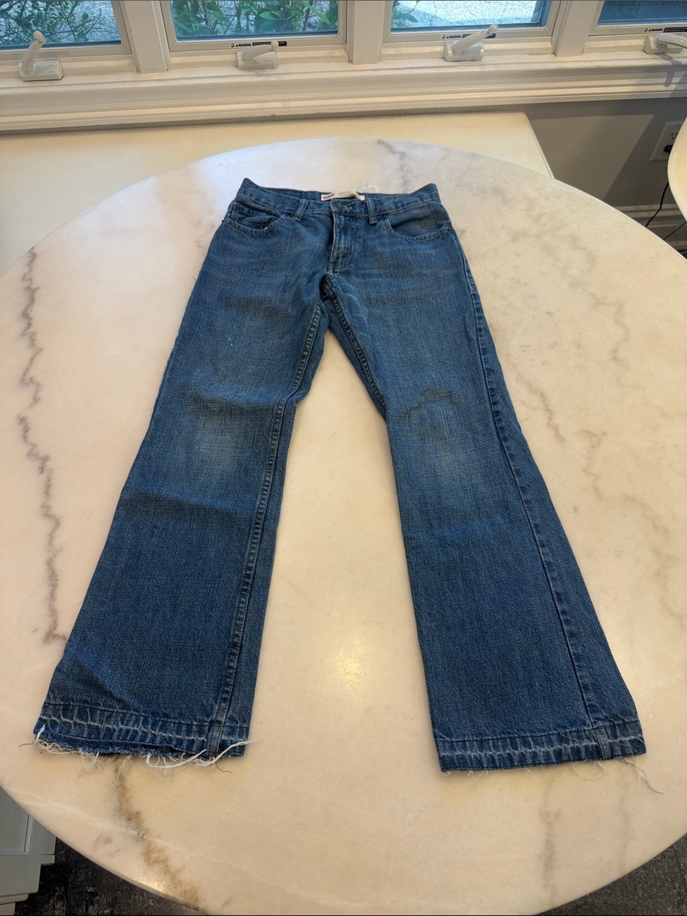 NWT Levi's 527 Blue Kids Bootcut Jeans with Frayed Hem